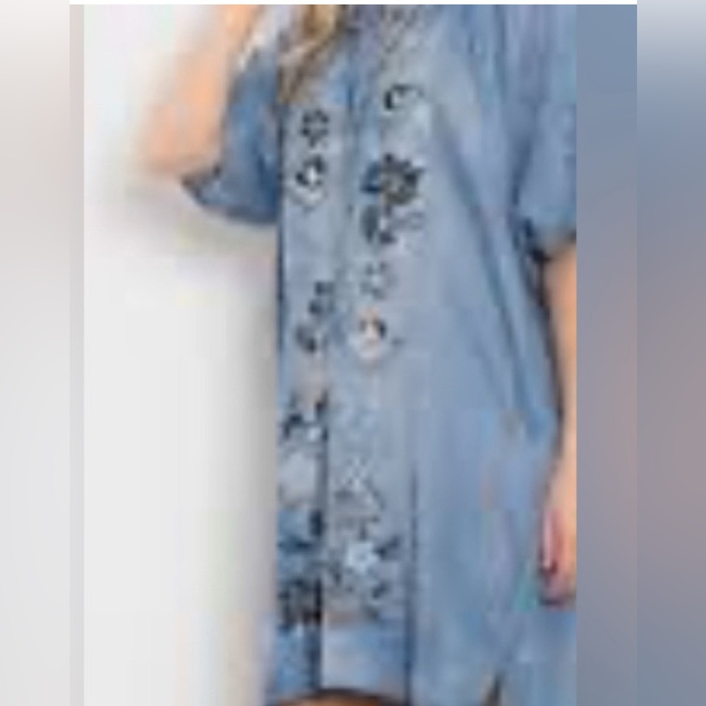Kyla Seo Blue Floral Embroidered mini Dress in XSmall
